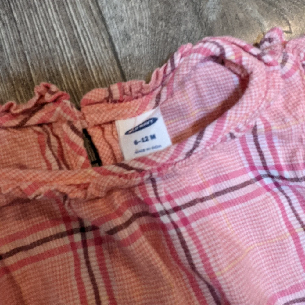 Old Navy 6-12 Month Girl Pink Plaid Sleeveless Top Bloomer Shorts Spring Summer
